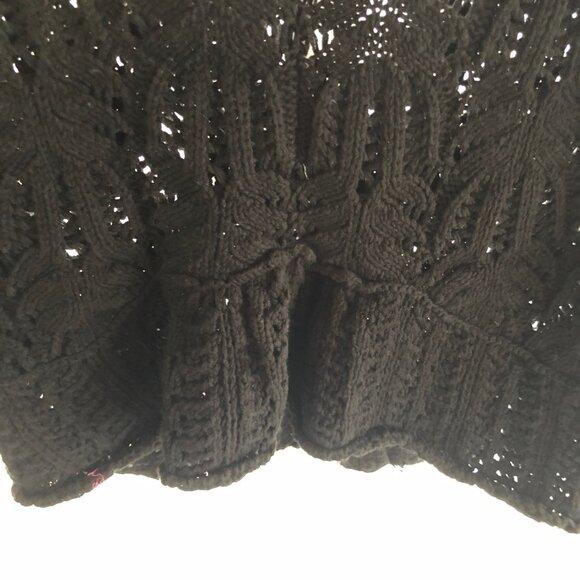 FREE PEOPLE ANTHROPOLOGIE OPEN STITCH OPEN-KNIT BLACK SWEATER SIZE M - Picture 6 of 7